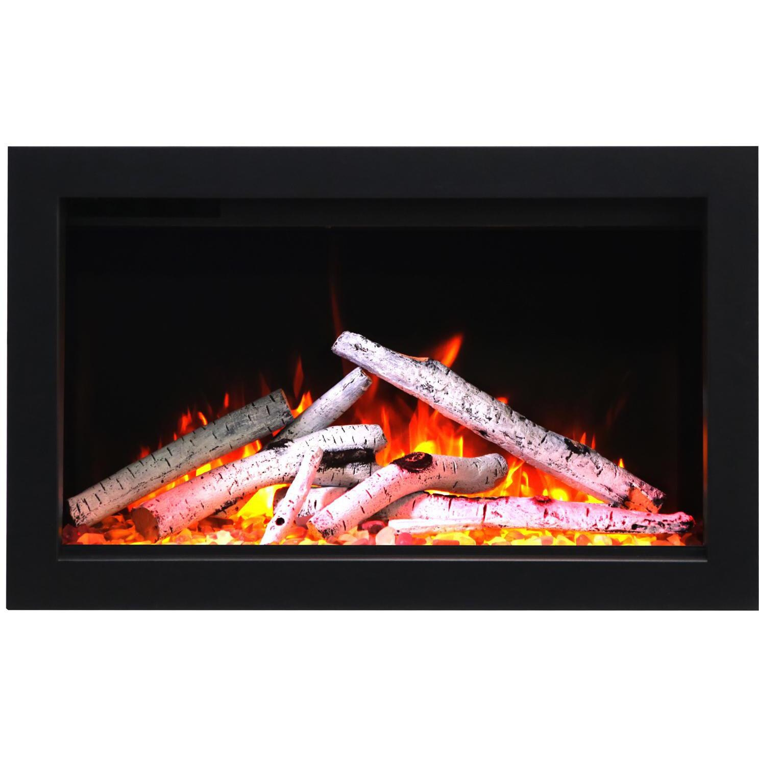 Amantii TRD-30 30-Inch Traditional Series Built-In Electric Fireplace - Orange Flames with Birch Logs thumbnail