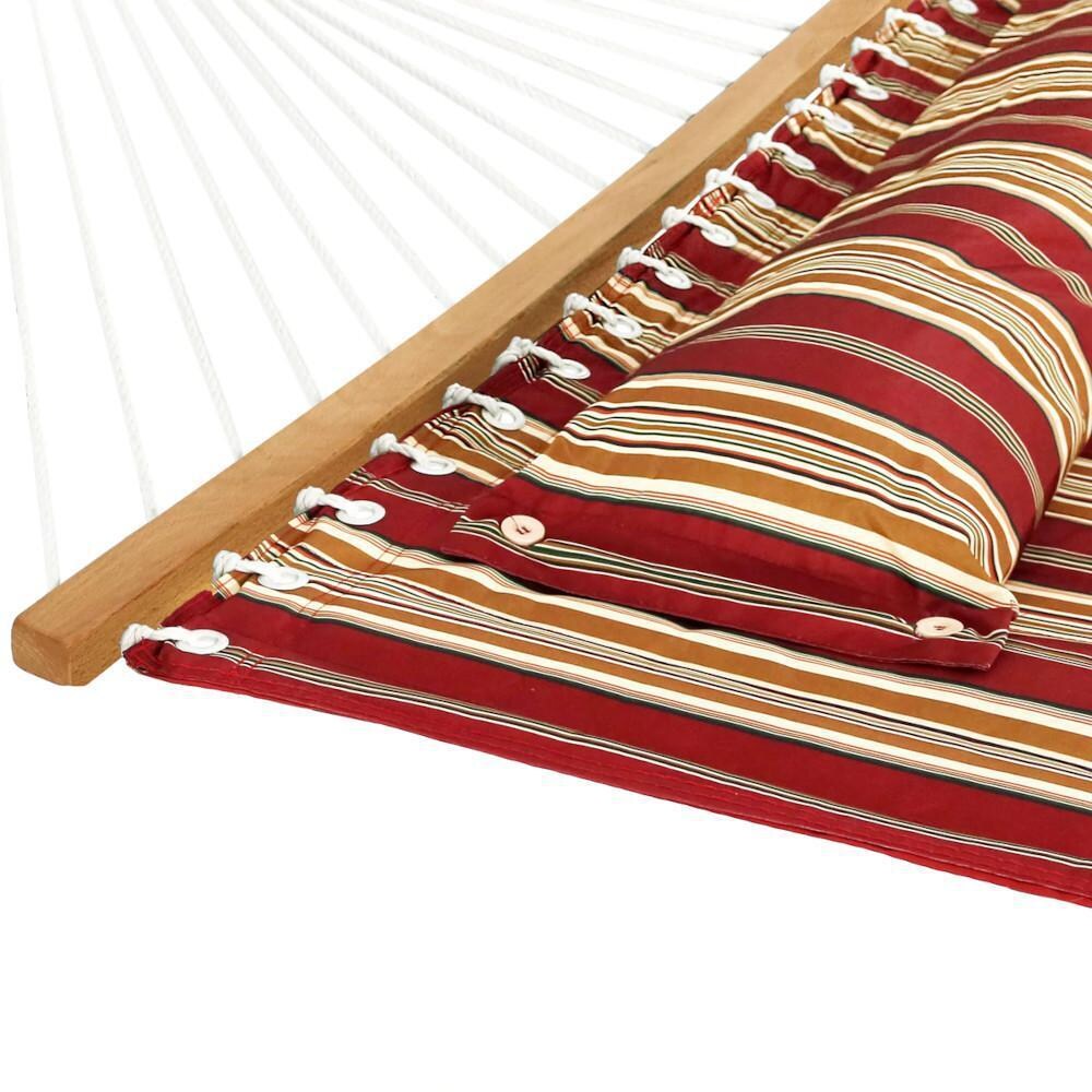 Ultimate Patio Quilted Double Hammock w/ Pillow - Red Stripe - Detail thumbnail