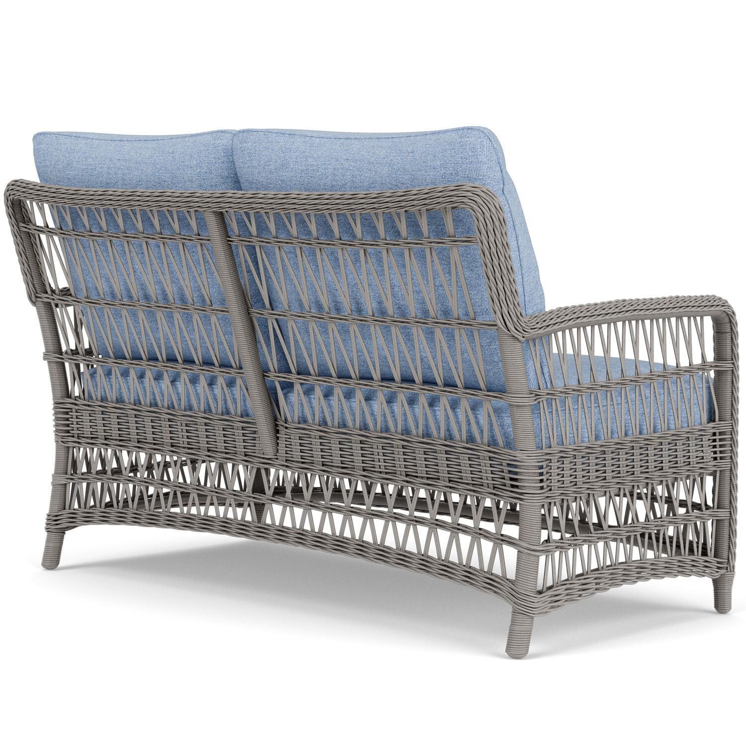 Lloyd Flanders Mackinac Loveseat in Putty Finish with Demo Skyway Fabric - Rear Right thumbnail