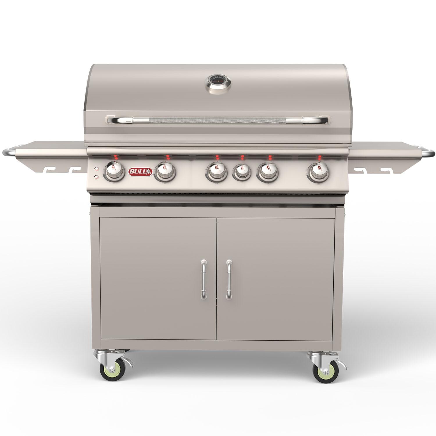 Bull 55000 Brahma 38-in 5-Burner Propane Gas Grill Cart - Hood Down - Front View - White Background thumbnail