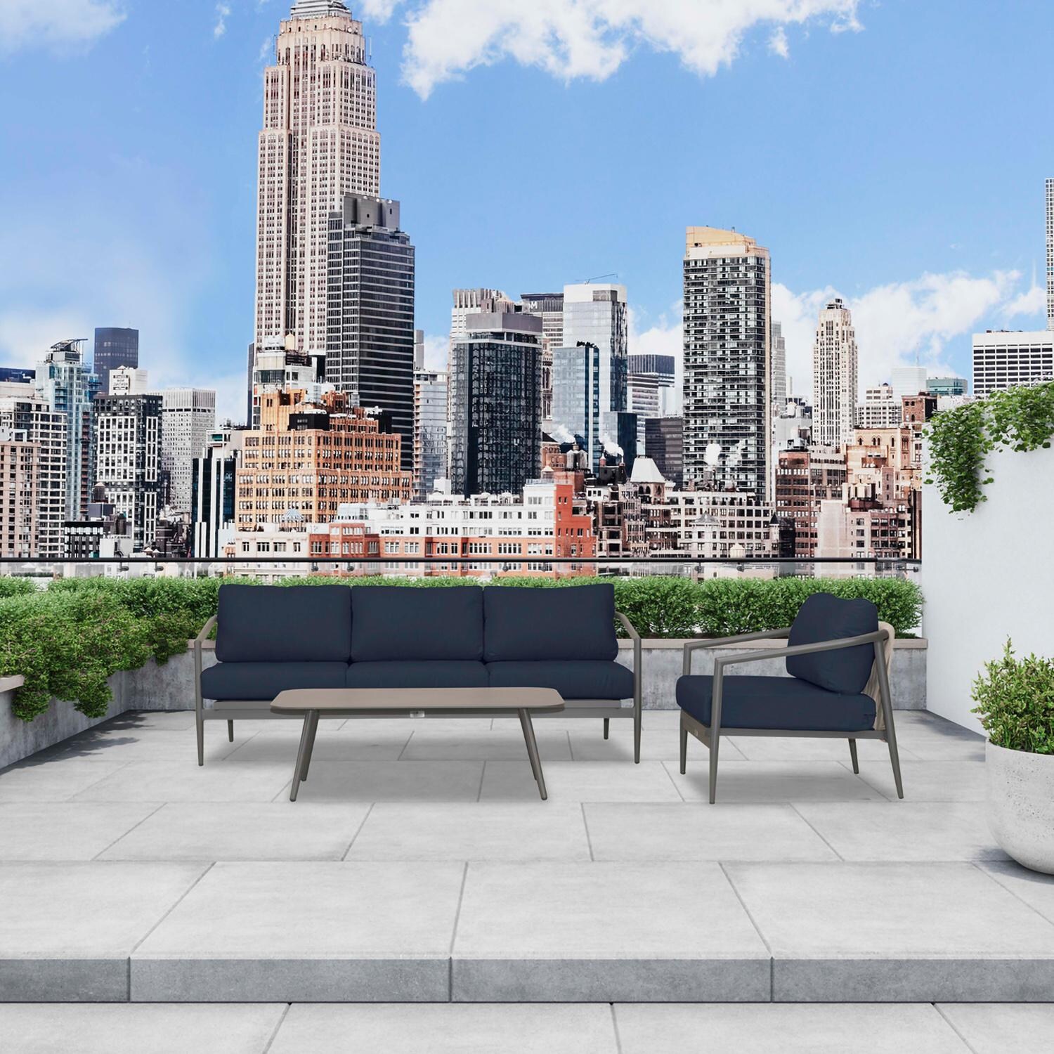 Lakeview Midnight Cove 3 Pc Aluminum Sofa Seating Set in Slate/Pebble Gray/Spectrum Indigo - Lifestyle thumbnail