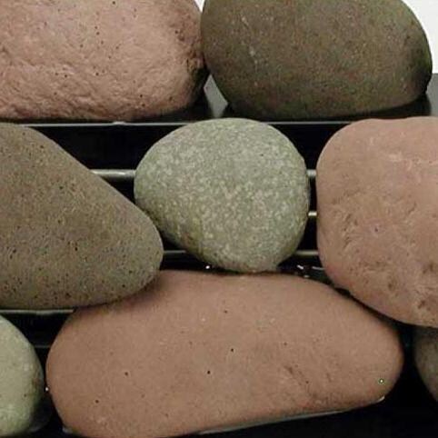 Rasmussen 20-Inch Brown/Natural/Adobe Red ALTERNA  FireStone Set With Vent-Free Black Chassis Burner - Close-Up Of FireStones thumbnail