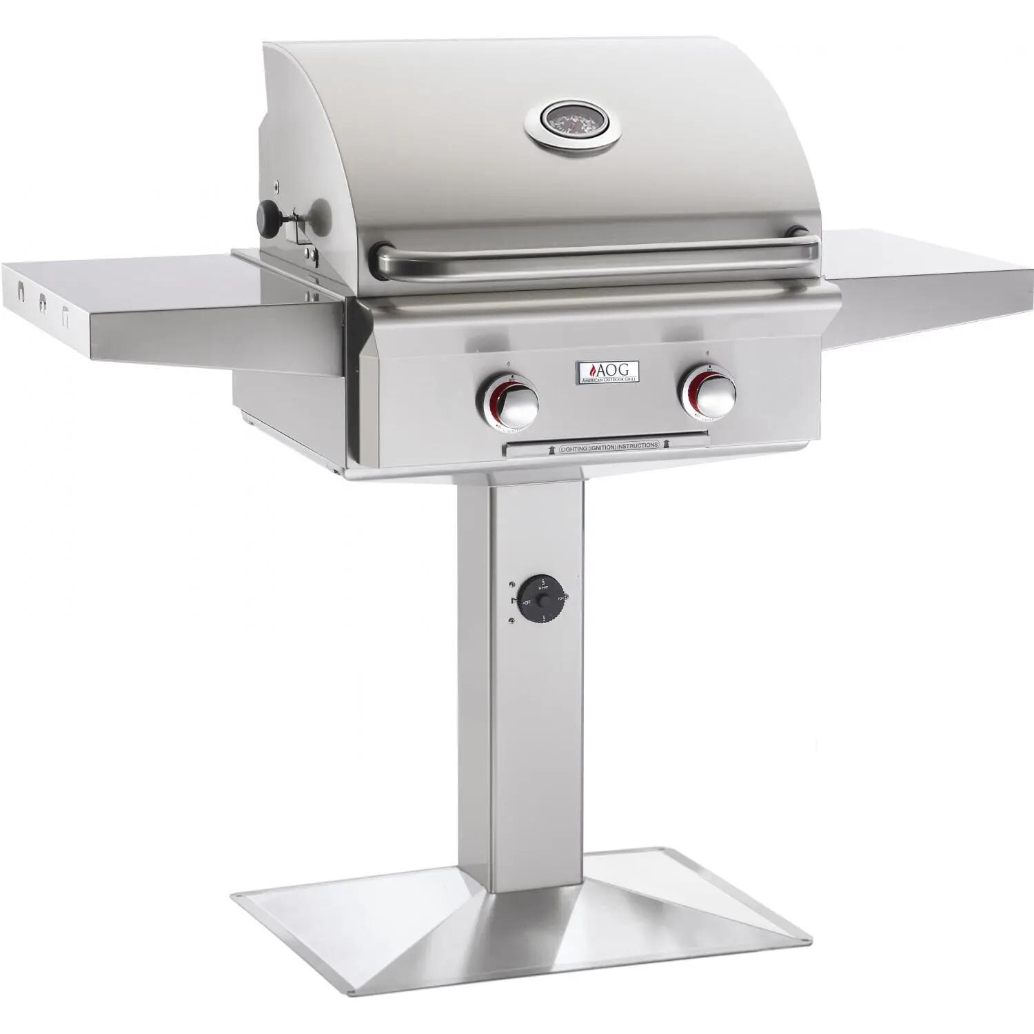 American Outdoor Grill 24PPT-00SP T-Series 24-Inch 2-Burner Freestanding Propane Gas Grill On Pedestal thumbnail