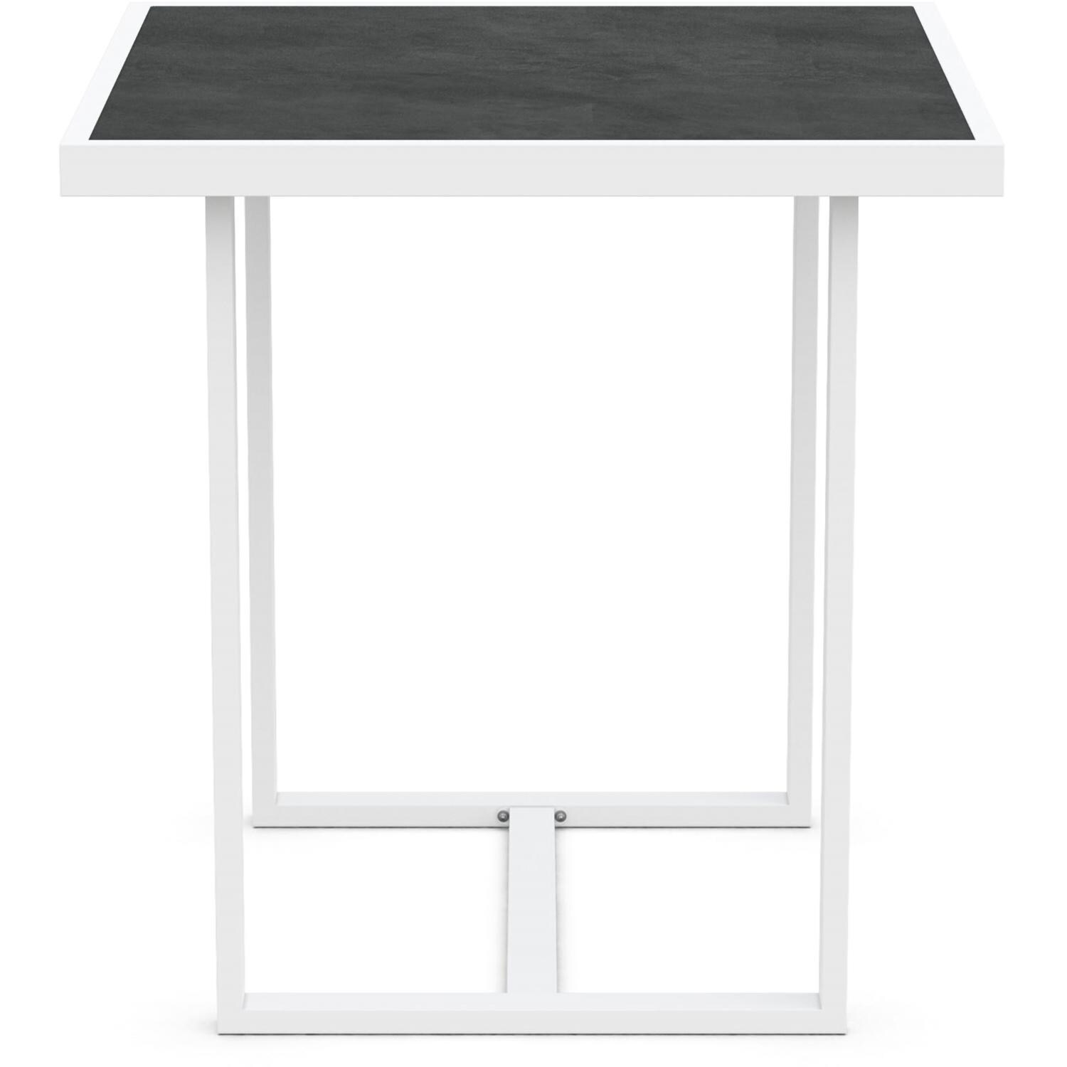 Azzurro Living Pavia 35 Inch White Aluminum Counter Table W/ Micron Dekton Top - Side - White Background thumbnail
