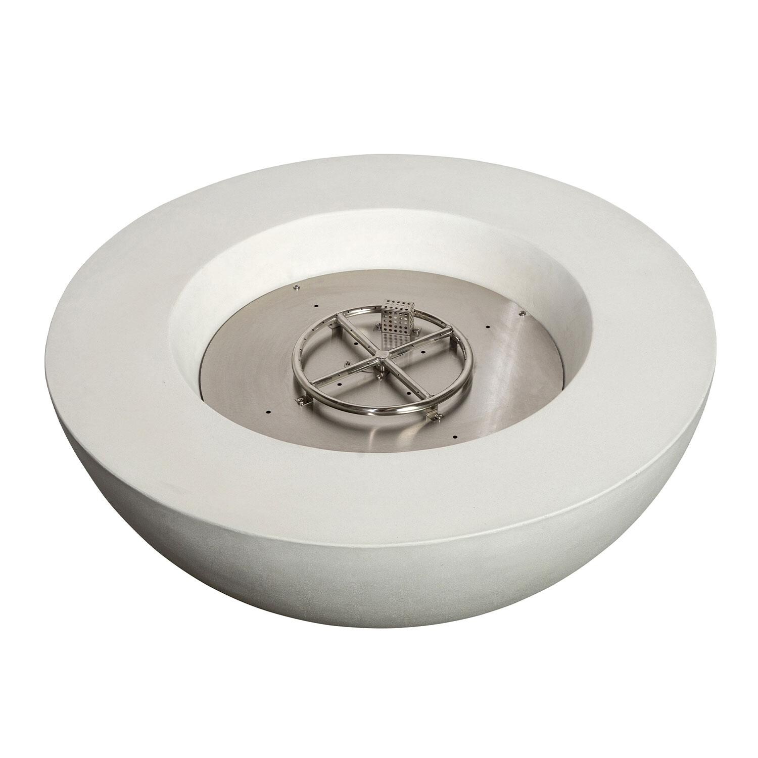Glenwood 42-in Round Concrete Natural Gas Fire Pit w/ Push Button Ignition in White by Lakeview Outdoor Designs - Burner - White Background thumbnail