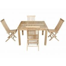 Anderson Teak Windsor Classic 4-Person Teak Patio Dining Set With Folding Chairs