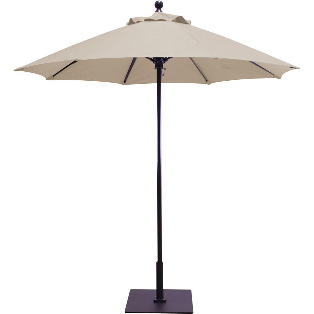 Galtech 7.5 Ft. Octagonal Aluminum Patio Market Umbrella W/ Push Lift - Black Frame W/ Sunbrella Canvas Antique Beige Canopy