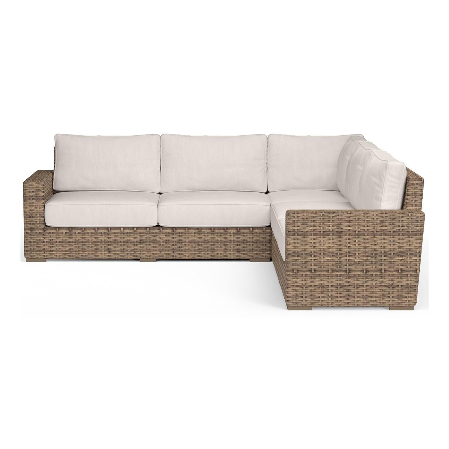 Havana 5 Person Wicker Sofa in Tobacco/Canvas Natural by Sunset West - Side View - White Background thumbnail