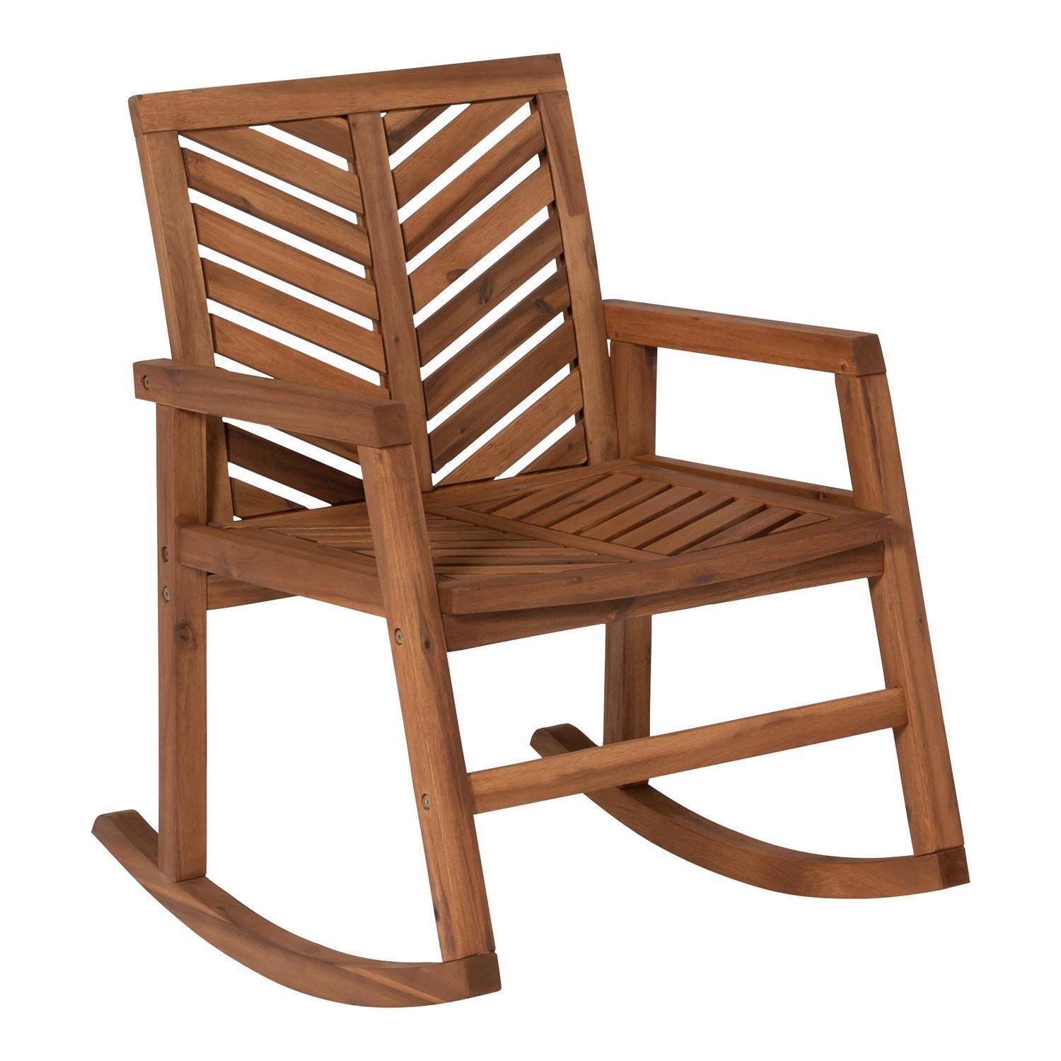 Ultimate Patio Wishlake Acacia Patio Rocking Chair - Brown - Front View thumbnail
