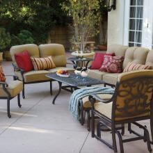 Darlee Santa Monica 8 Piece Cast Aluminum Conversation Seating Set - End Table With Ice Bucket Insert image