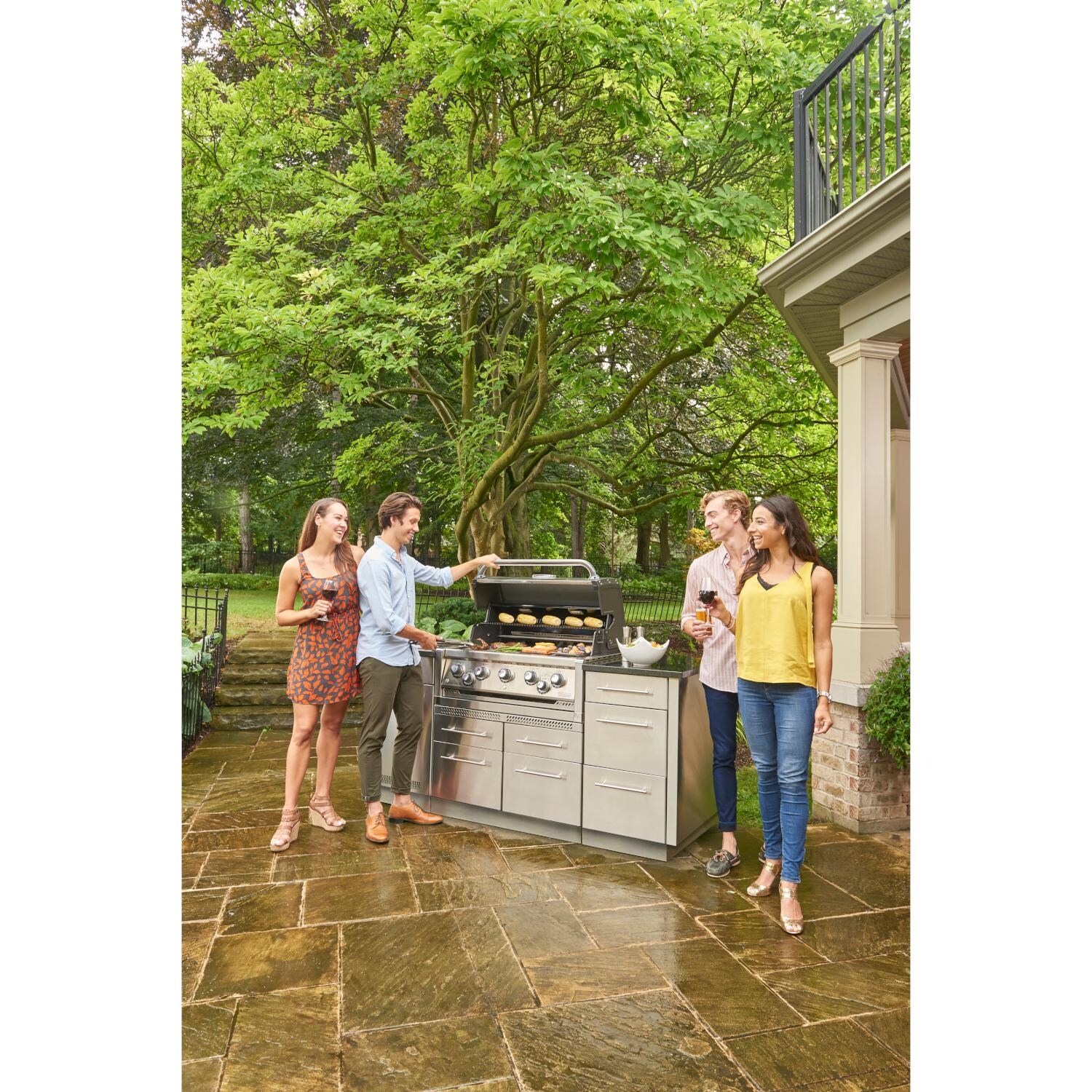 Broil King 896844 Imperial S 590i 5-Burner Propane Gas Grill Center With Rotisserie & Side Burner - Stainless Steel - Lifestyle thumbnail