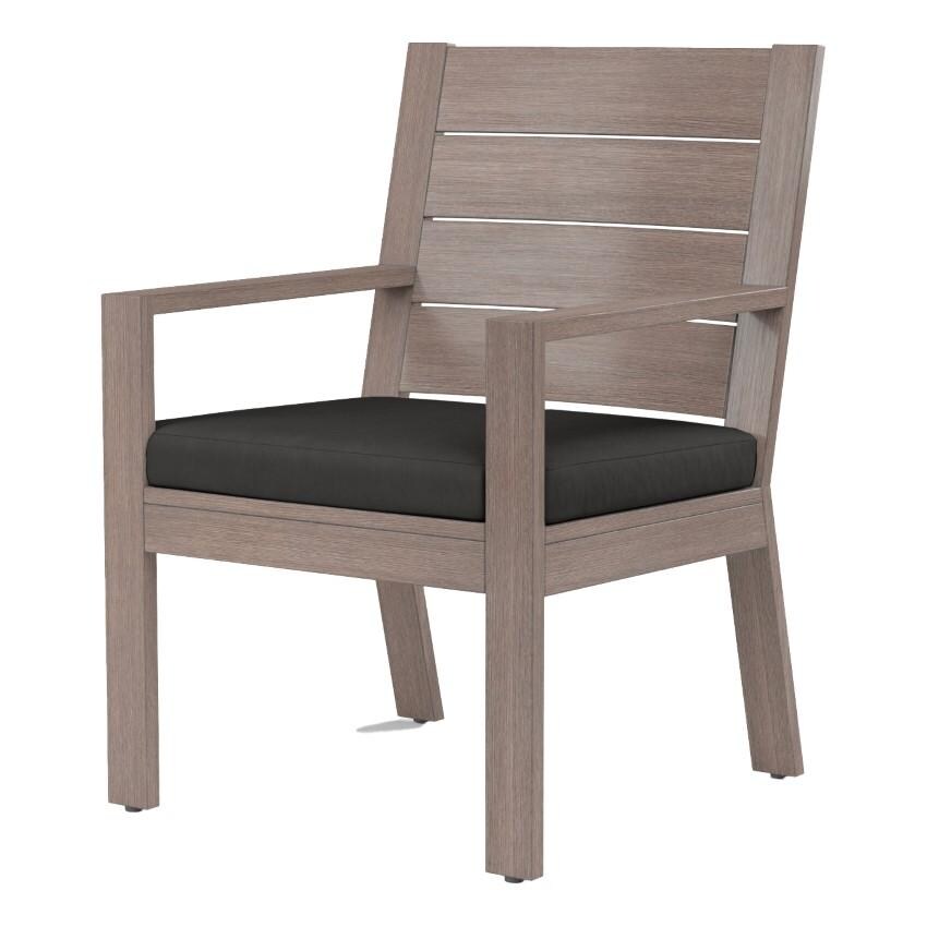 Laguna Aluminum Dining Arm Chair w/ No Welt in Driftwood/Spectrum Carbon by Sunset West - White Background thumbnail