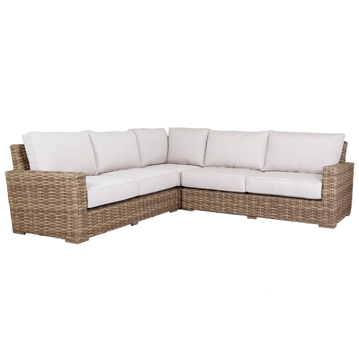 Havana 4 Person Wicker Sectional Sofa in Aged Tobacco/Canvas Flax by Sunset West