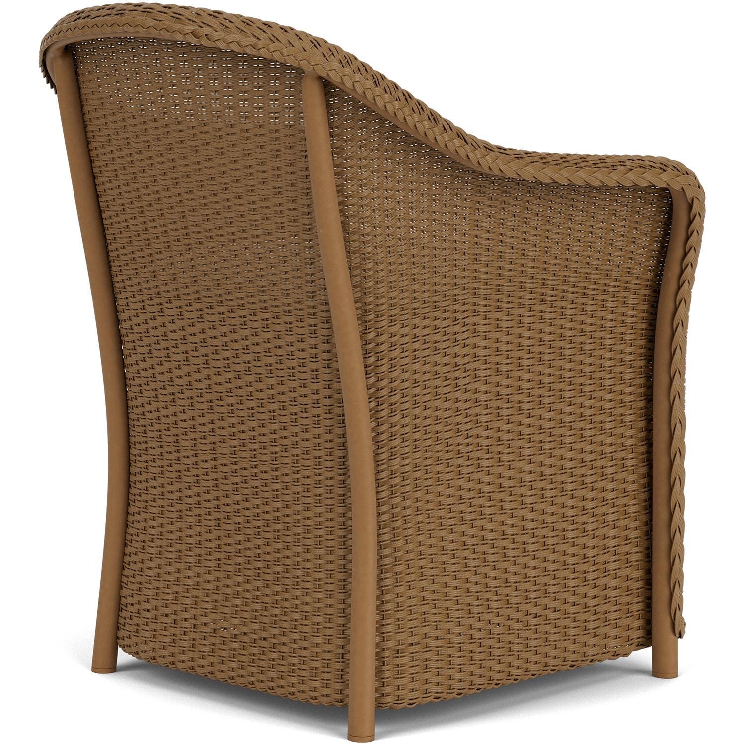 Lloyd Flanders Weekend Retreat Dining Armchair in Hickory Finish W/ Remy Cloud Fabric - Back Right thumbnail