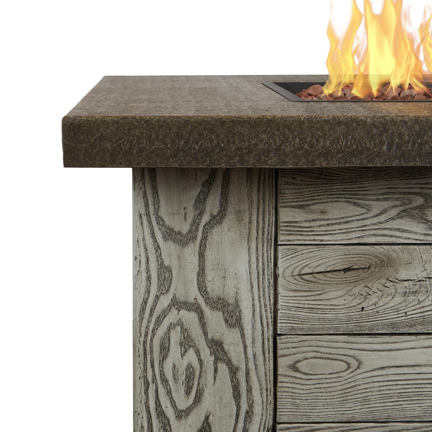 Lakeview Outdoor Designs SC-C1600LP-WGR Rusticview 42-Inch Square Propane Fire Pit Table - Weathered Gray - Finish Detail thumbnail