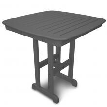 Nautical Slate Gray Recycled Plastic Wood 37 Inch Square Patio Counter Height Bar Table By POLYWOOD