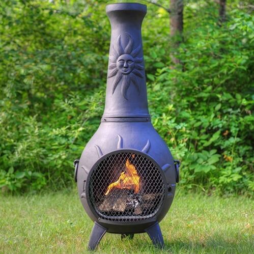 The Blue Rooster Sun Stack Style Cast Aluminum Chiminea With Natural Gas Conversion Kit - Charcoal thumbnail