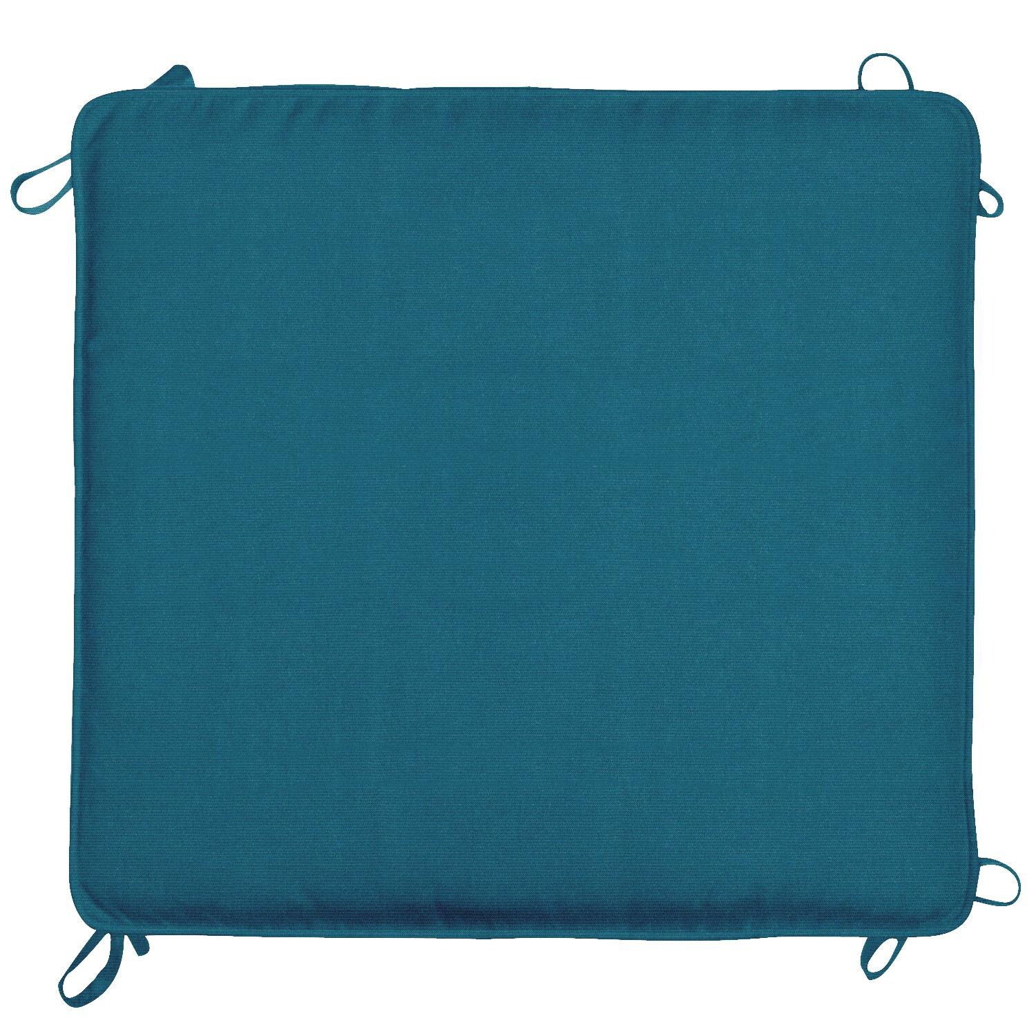 Sunbrella Spectrum Peacock Small Outdoor Replacement Ottoman Cushion W/ Piping By UltimatePatio.com - Top View