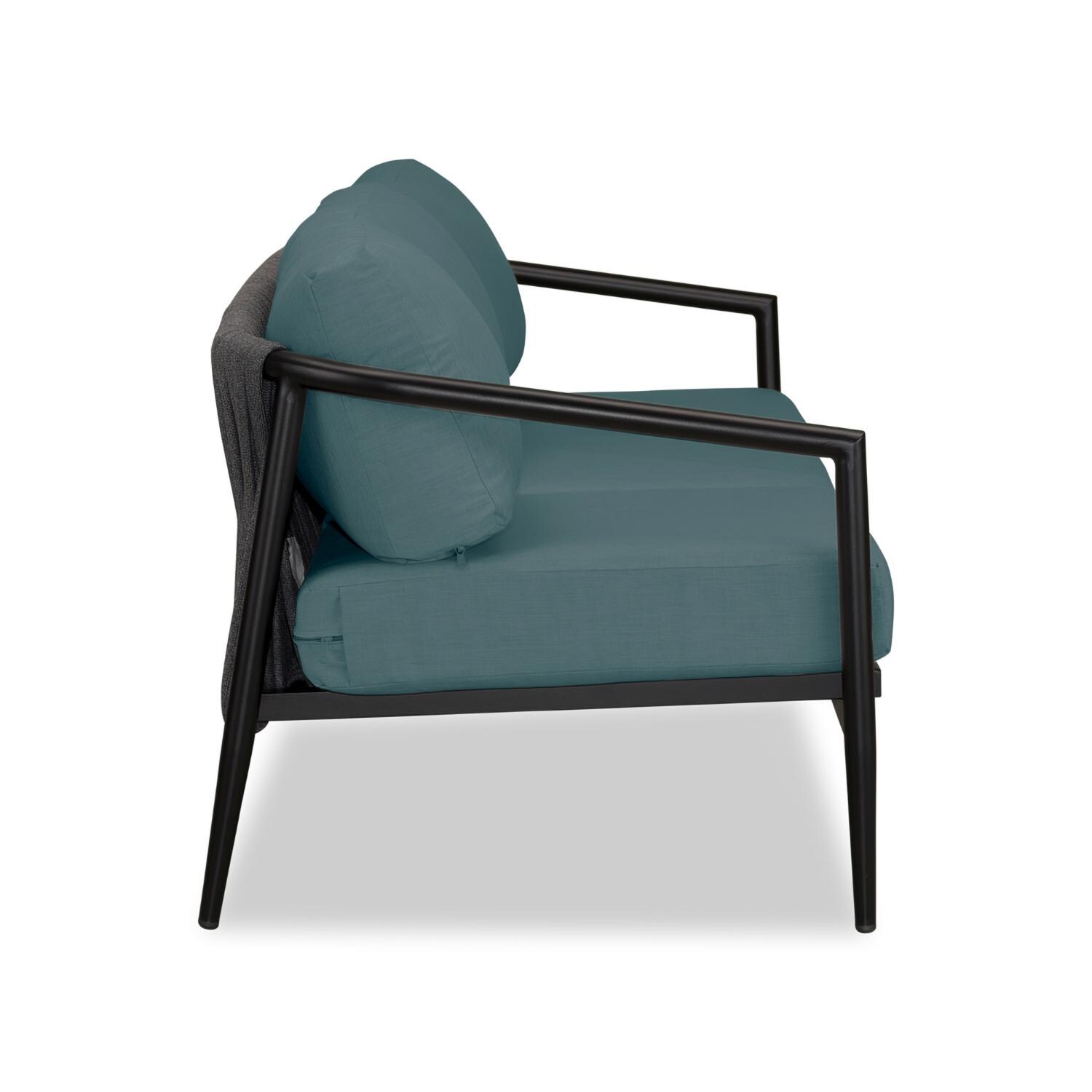 Lakeview Midnight Cove 3 Person Aluminum Sofa in Black/Carbon/Cast Lagoon - Side - White Background thumbnail