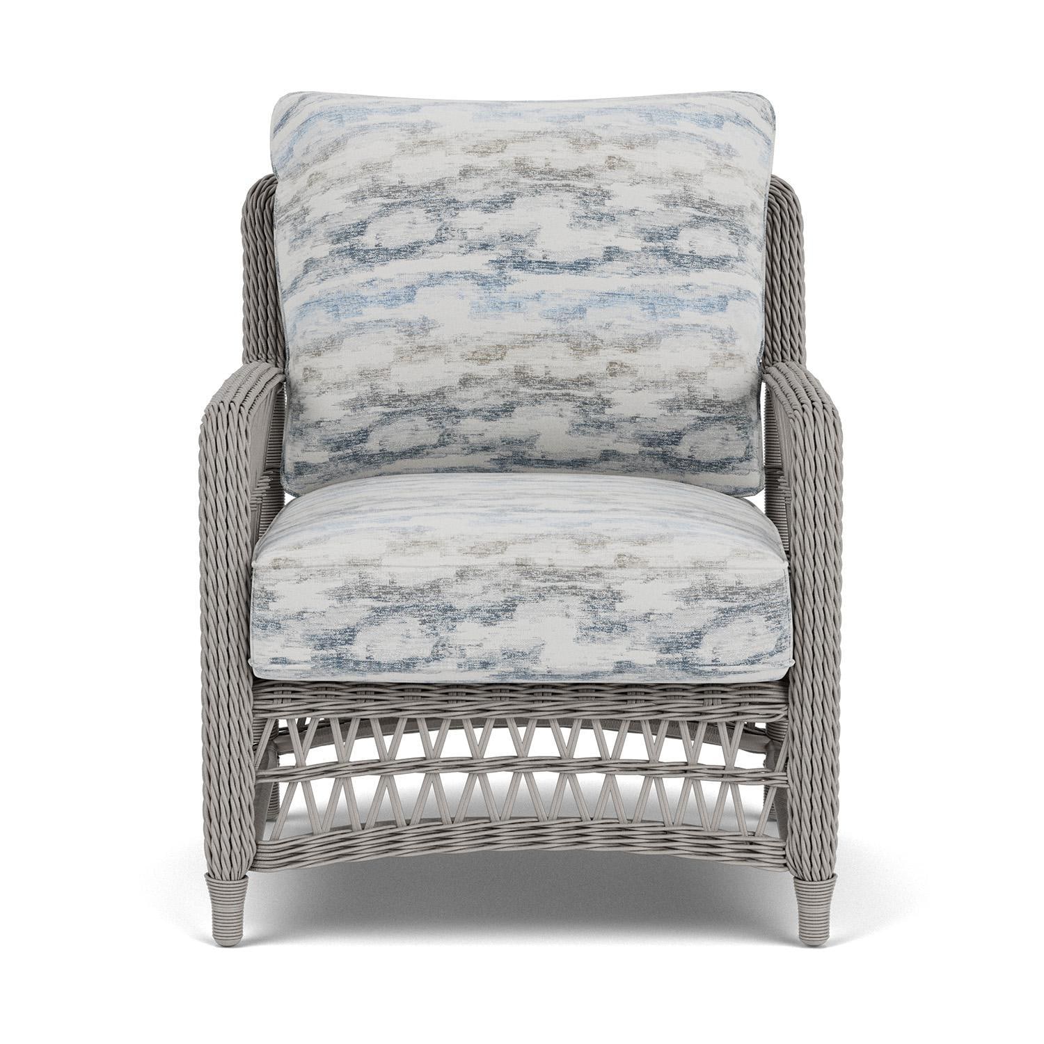 Lloyd Flanders Mackinac Lounge Chair in Putty Finish with Stratosphere Cloud Fabric thumbnail