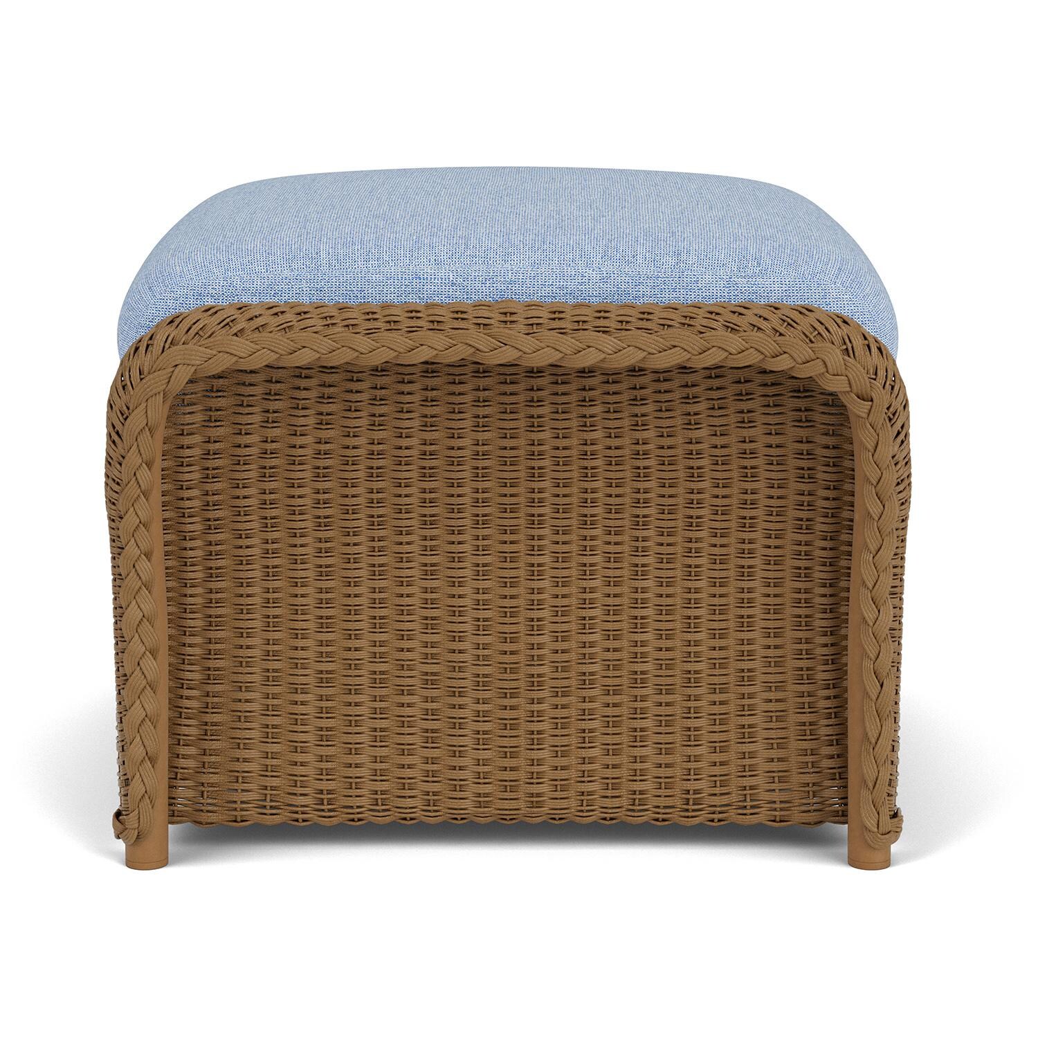 Lloyd Flanders Weekend Retreat Woven Ottoman in Hickory Finish W/ Demo Skyway Fabric - Side thumbnail