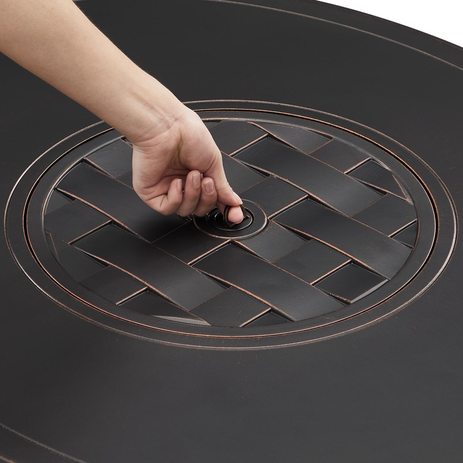 Ultimate Patio 63695 Magnolia Way 40-Inch Oval Aluminum Propane Gas Fire Pit - Cover Handle thumbnail