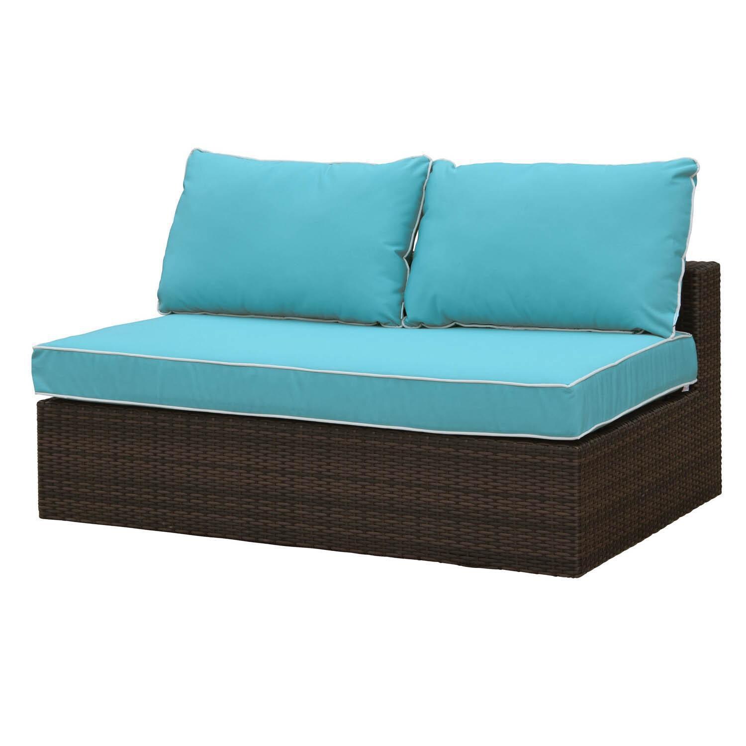 Gentilly 5 Piece Wicker Patio Fire Pit Sectional Set - Armless Loveseat thumbnail