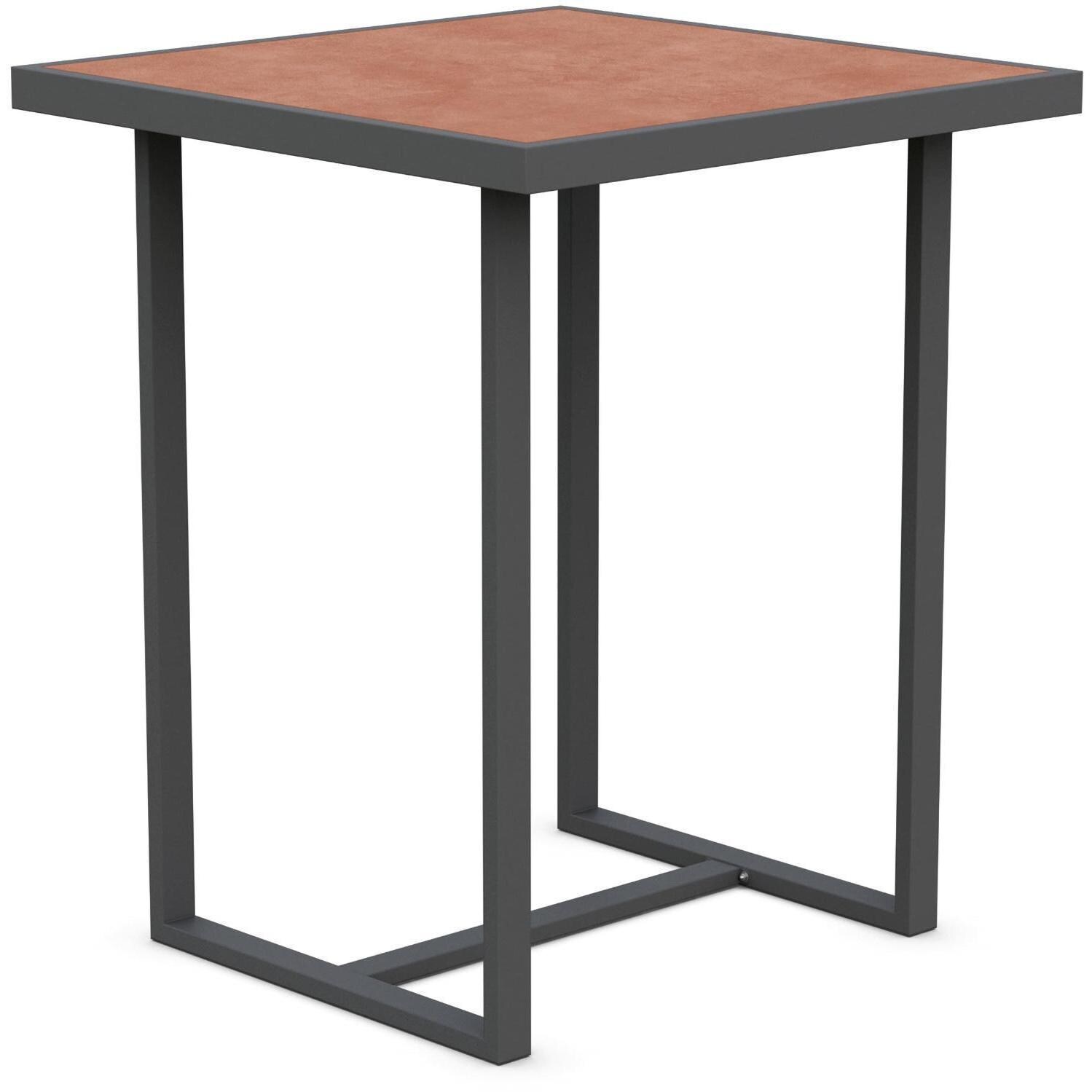 Azzurro Living Catalina 35 Inch Charcoal Aluminum Bar Table W/ Umber Dekton Top - Angled - White Background thumbnail