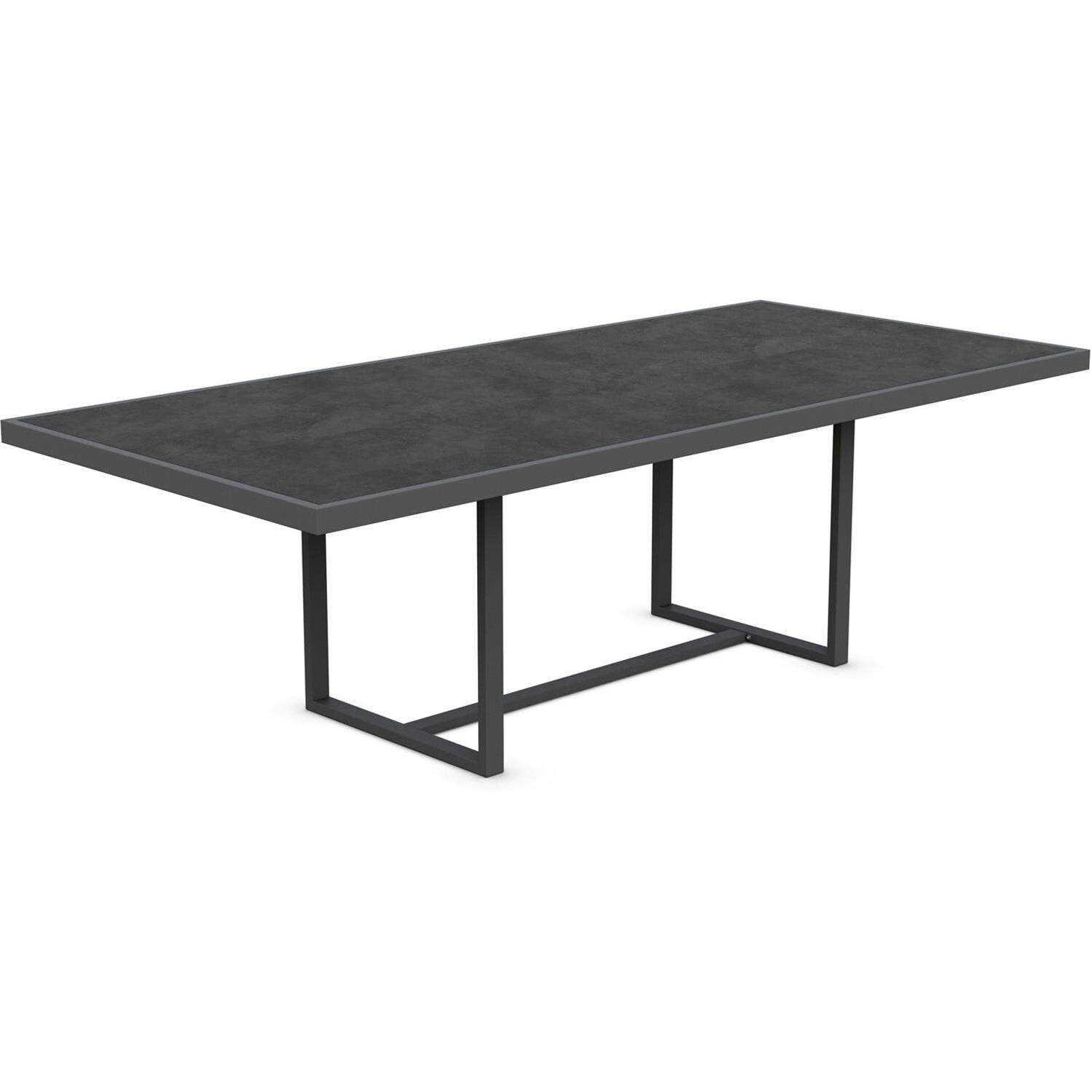 Azzurro Living Pavia 96 Inch Charcoal Aluminum Dining Table W/ Micron Dekton Top - Angled - White Background thumbnail