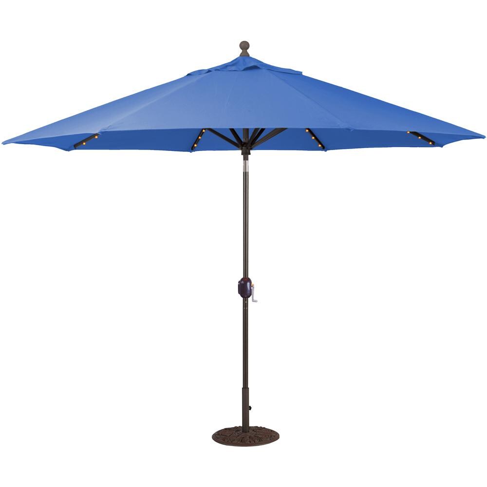 Galtech 11 Ft. Octagonal Aluminum Patio Umbrella W/ Crank Lift & Auto Tilt - Black Frame W/ Pacific Blue Sunbrella Fabric (Shown In Antique Bronze Finish, Umbrella Base Not Included) thumbnail