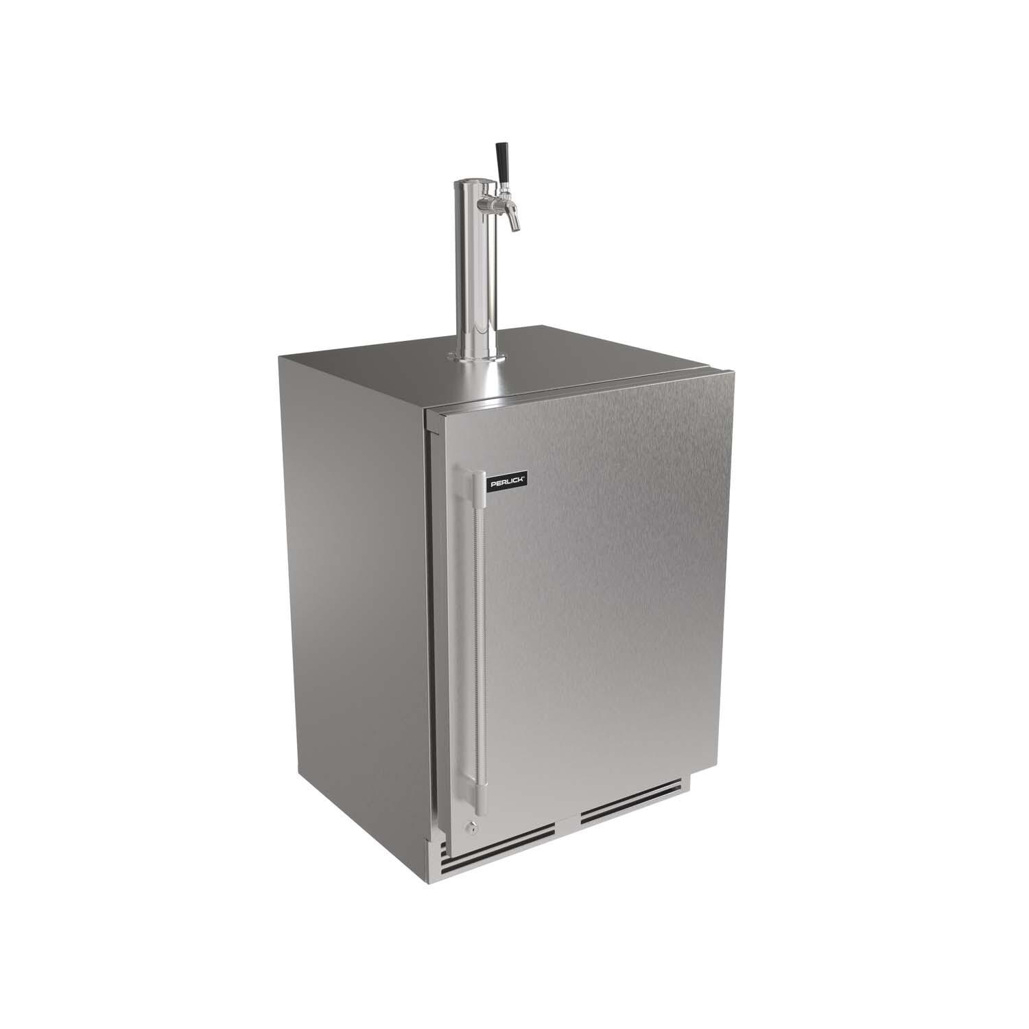 Perlick G5 Luxe 24-in Stainless Steel Indoor/Outdoor Single Tap Beverage Dispenser w/Door Lock & Two Tone Handle - Right Hinge - White Background thumbnail