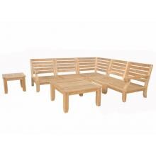 Anderson Teak Riviera Luxe Teak 5-Person Patio Sectional Set W/ Coffee & End Table