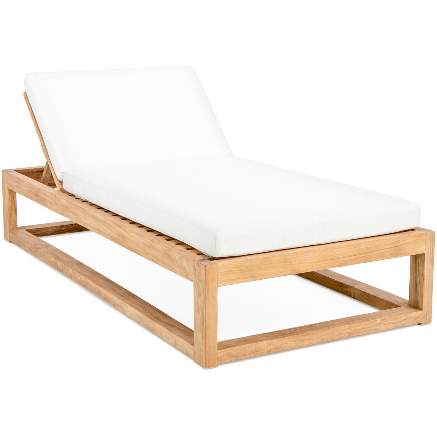 Teak + Table Atlantic Teak Patio Oversized Chaise Lounge in Natural - White Background thumbnail