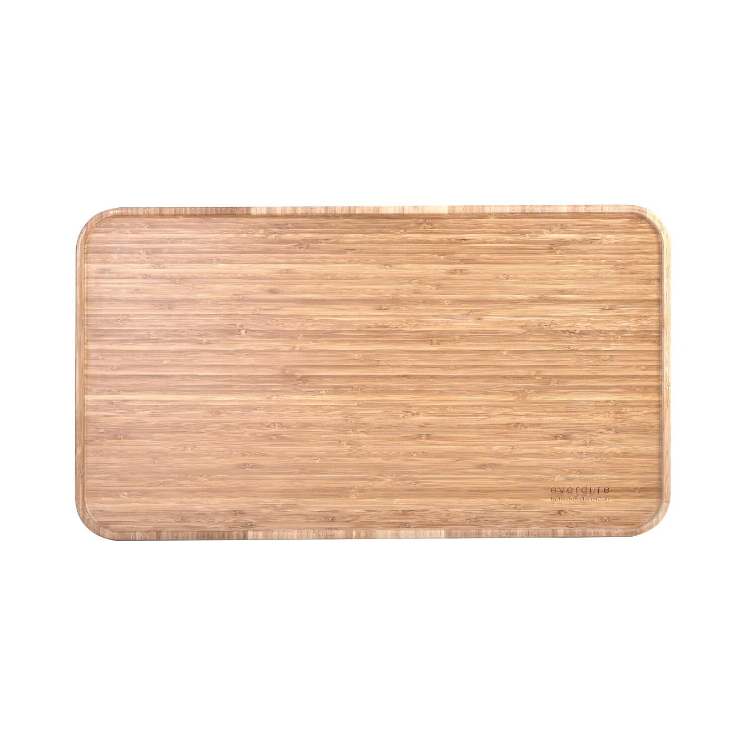 Everdure By Heston Bamboo Table Insert For FUSION 29-Inch Charcoal Grill Pedestal - HBPEDTBL - Overhead View thumbnail