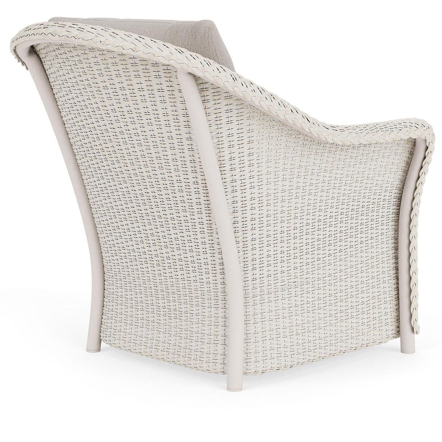 Lloyd Flanders Weekend Retreat Lounge Chair in Antique White Finish W/ Remy Cloud Fabric - Back Right thumbnail