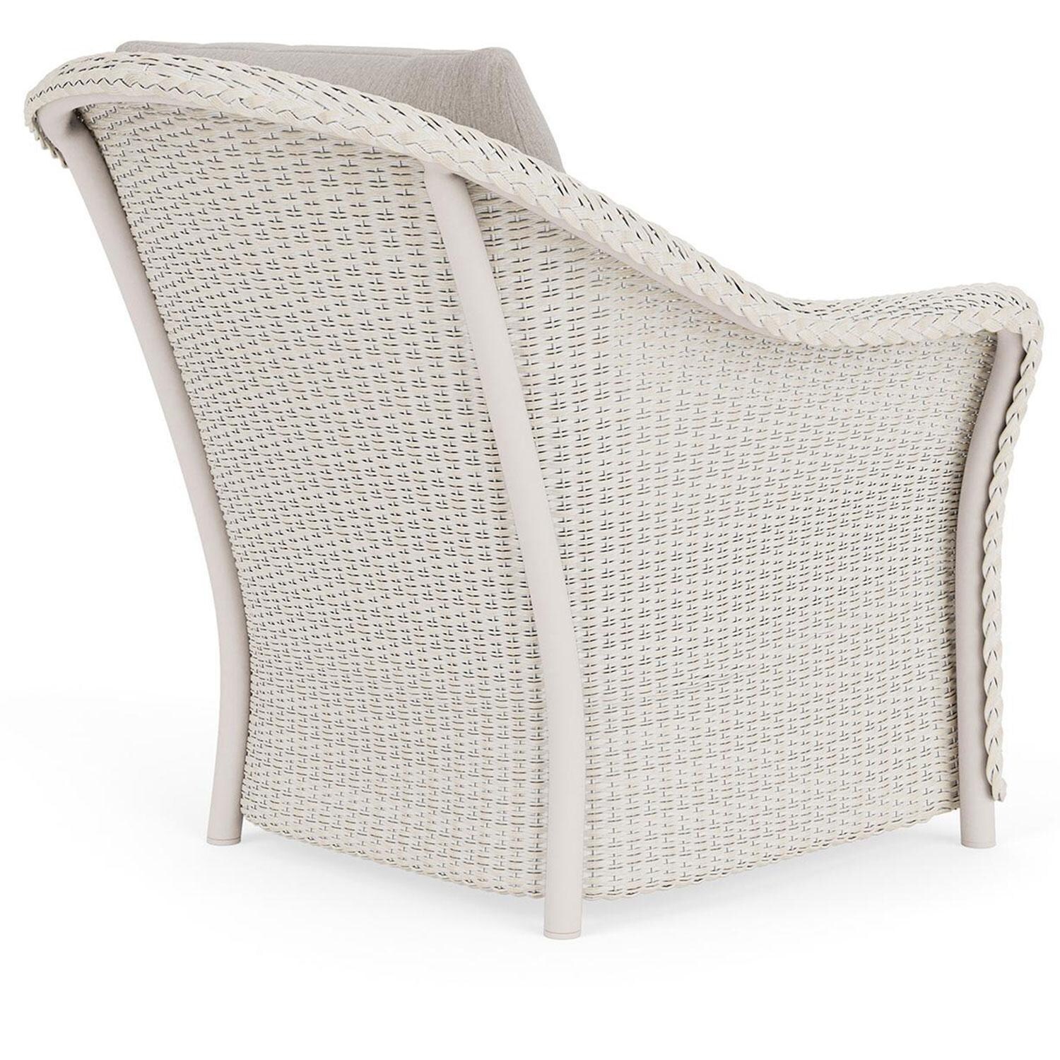 Lloyd Flanders Weekend Retreat Lounge Chair in Antique White Finish W/ Remy Cloud Fabric - Back Right thumbnail