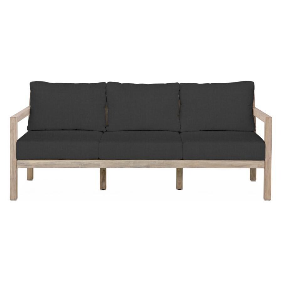 Teak + Table Monday Brushed Teak Patio Sofa in Carbon - White Background thumbnail