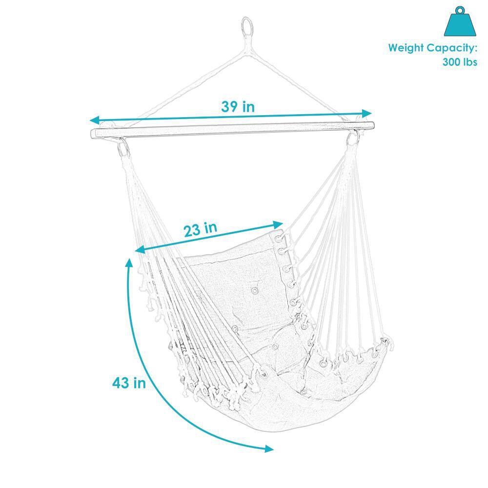 Ultimate Patio Tufted Victorian Hanging Hammock Swing - Gray - Dimensions thumbnail