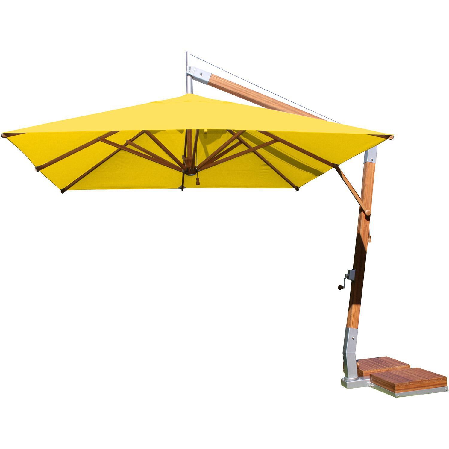 Bambrella Levante 11-Foot Square Side Wind Umbrella - Sun Yellow Canopy thumbnail