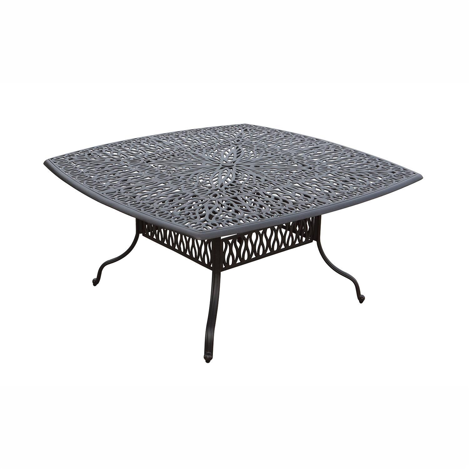 Darlee Elisabeth 10 Pc Cast Aluminum Dining Set w/ 64 Inch Table & 4 Swivel Rockers in Antique Bronze/Beige Canvas - Table - White Background thumbnail