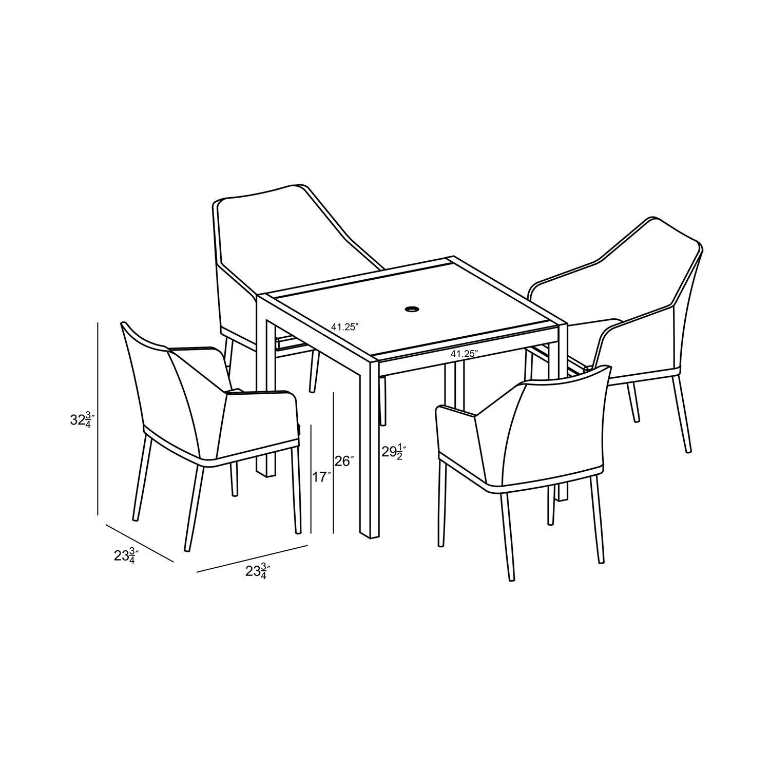 Starlook Bay 5 Pc Aluminum Dining Set in Slate by Lakeview - Dimensional thumbnail