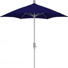 FiberBuilt 7.5 Ft. Aluminum Market Patio Umbrella W/ Crank Lift - Silver Pole / Navy Blue Olefin