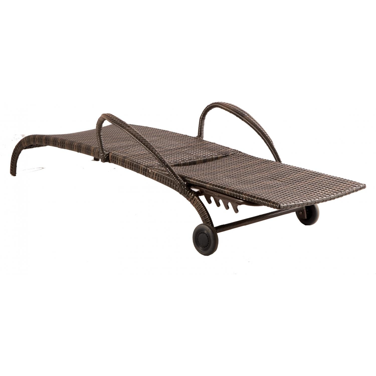 Alfresco Home Tutto All Weather Wicker Chaise Lounge - Full Reclining View thumbnail