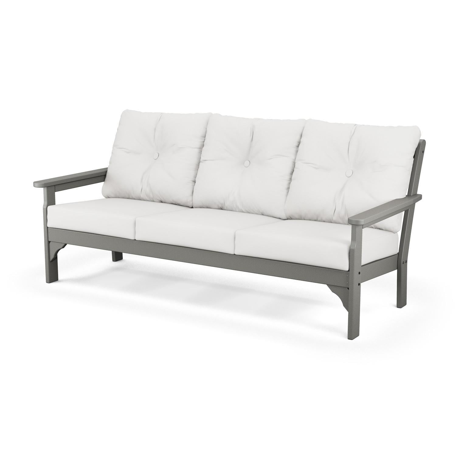 POLYWOOD Vineyard Slate Grey & Natural Linen Deep Seating Sofa thumbnail