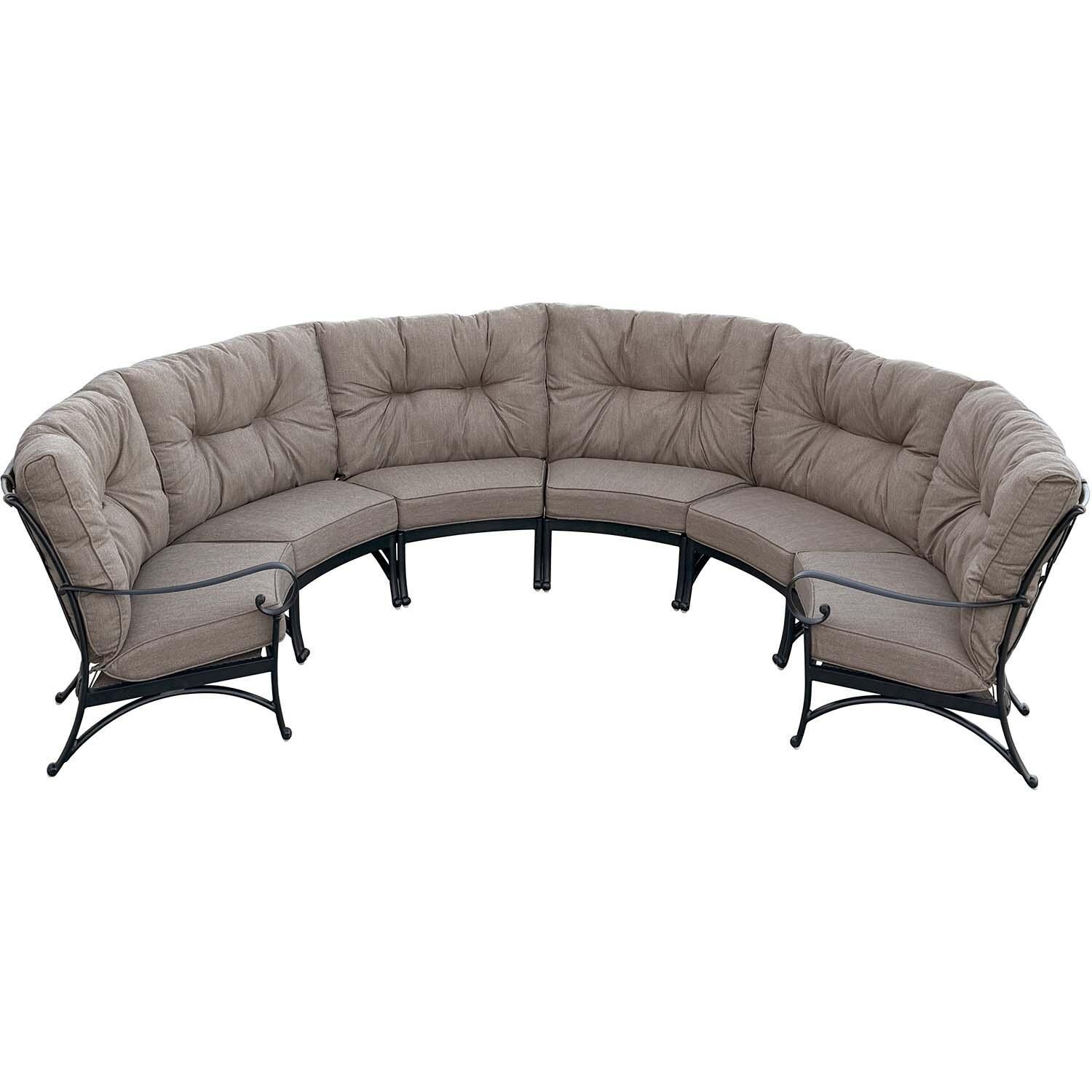 Santa Anita 6 Person Cast Aluminum Sofa in Antique Bronze/Heather Beige Sunbrella by Darlee