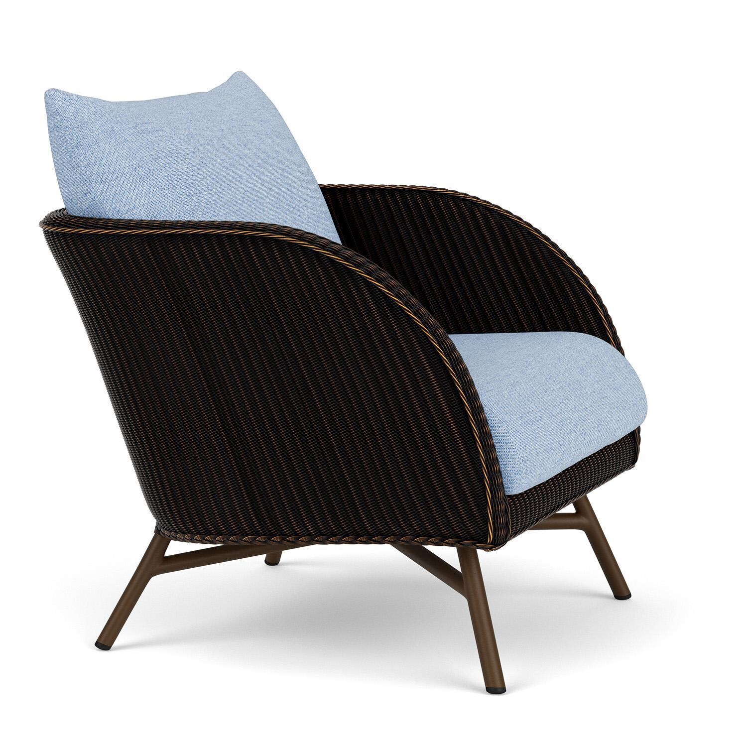 Lloyd Flanders Essence Lounge Chair W/Demo Skyway Fabric - Mink Finish - Angled thumbnail