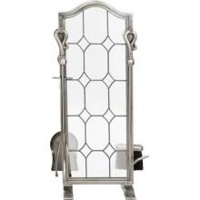 UniFlame 5-Piece Pewter Leaded Glass Fireplace Tool Set With Crook Handles - F-1677 image