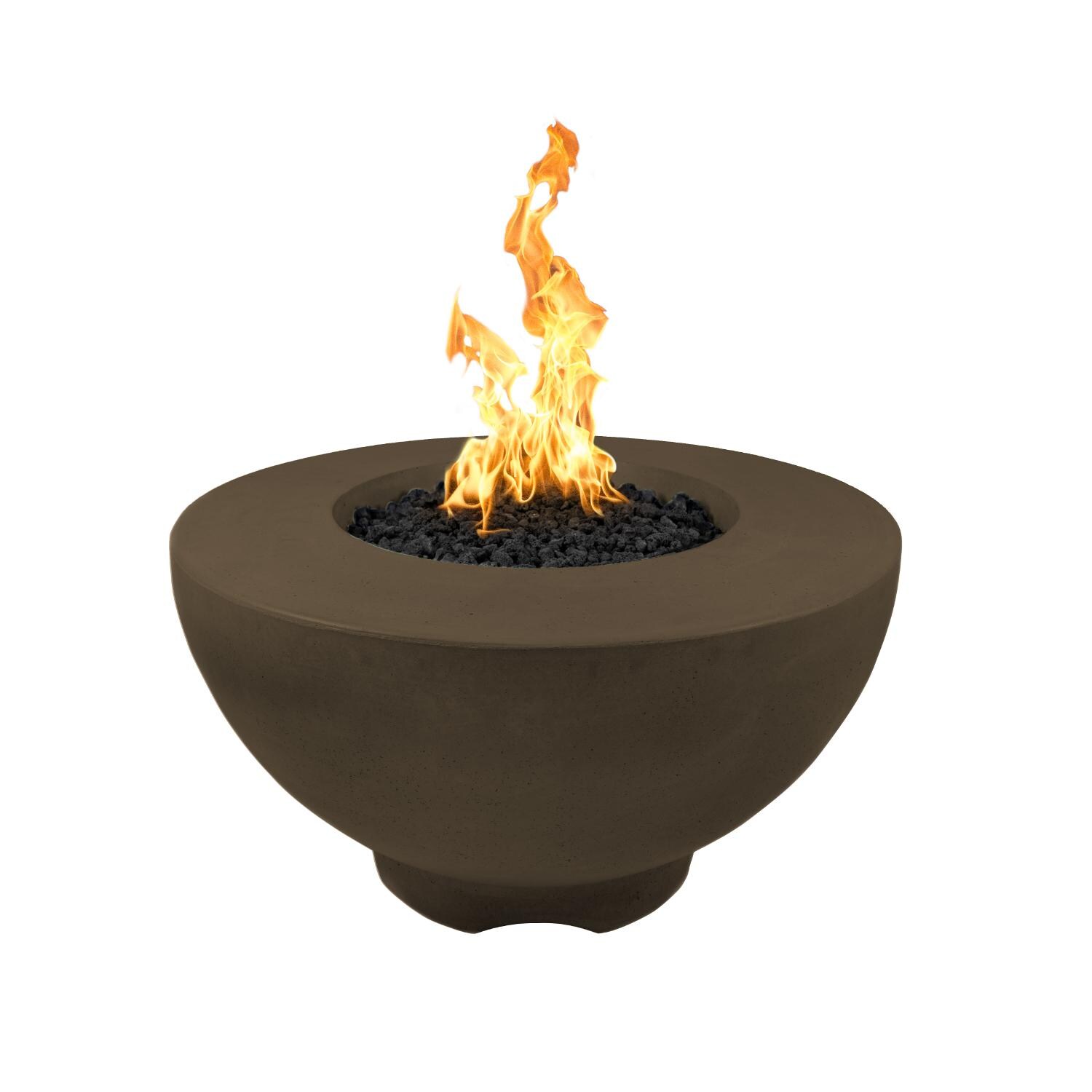 Sienna 37 Inch Round GFRC Propane Fire Bowl in Chocolate by The Outdoor Plus