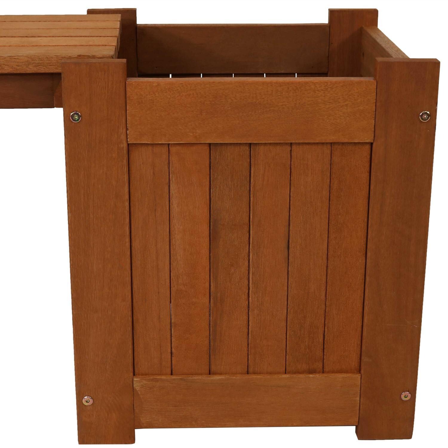 Ultimate Patio 68-Inch Meranti Wood Outdoor Planter Box Bench W/ Teak Oil Finish - Empty Planter Box thumbnail
