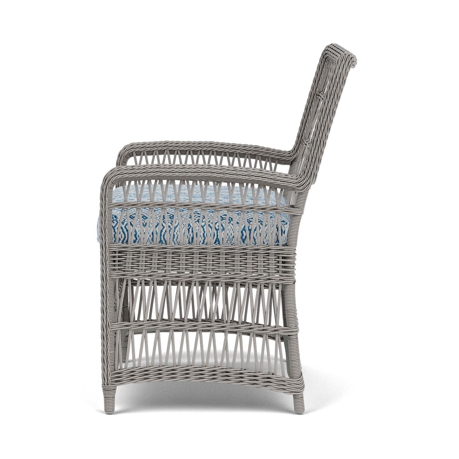 Lloyd Flanders Mackinac Dining Armchair in Putty Finish with Aman Capri Fabric - Left Side thumbnail